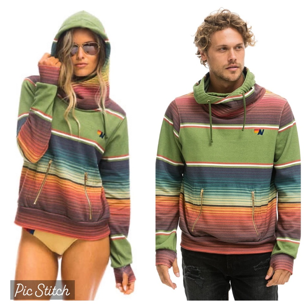 Aviator Nation Serape Ninja Striped Pullover Unisex Hoodie Unisex size XL